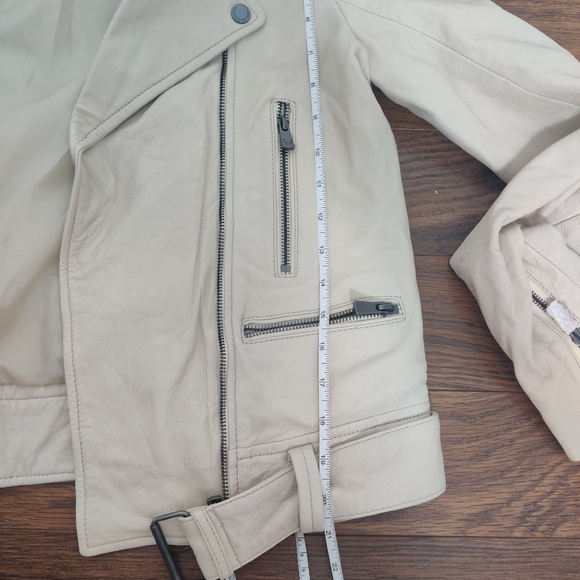 *Bod & Christensen Elegant Cream Leather Biker Jacket – Size L - Picture 10 of 12